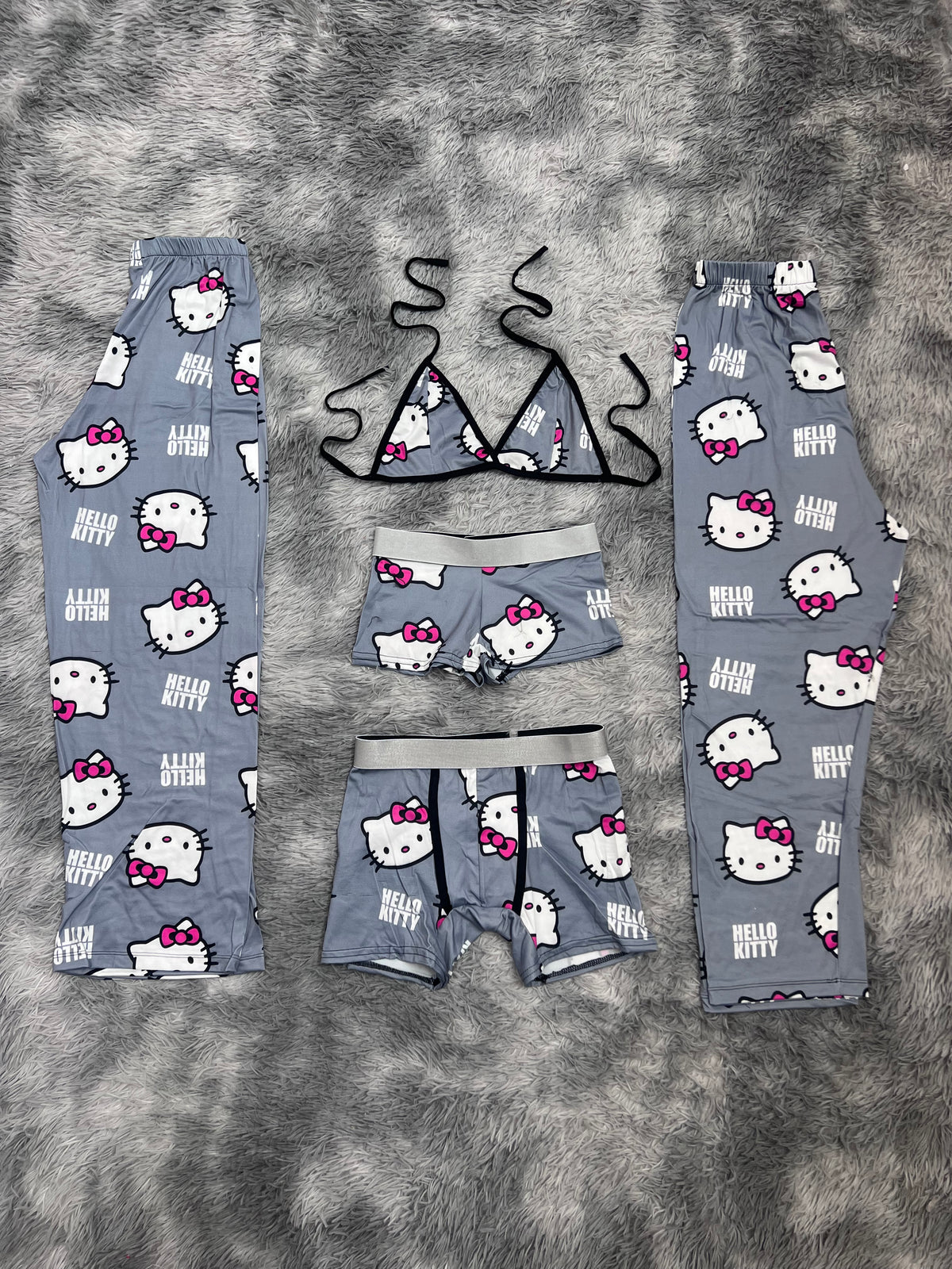Hello Kitty Gris Pijama De 5 Piezas