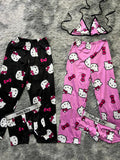 Hello Kitty Rosa Negro Pijama De 5 Piezas