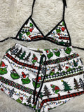 Grinch navidad top Con Short Unitalla De Afelpado