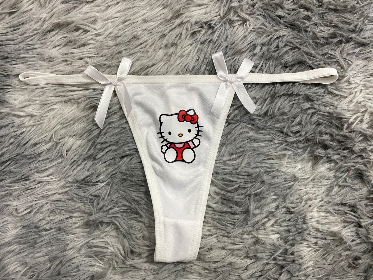 Hello Kitty Delgada Blanco Tanga De Dama