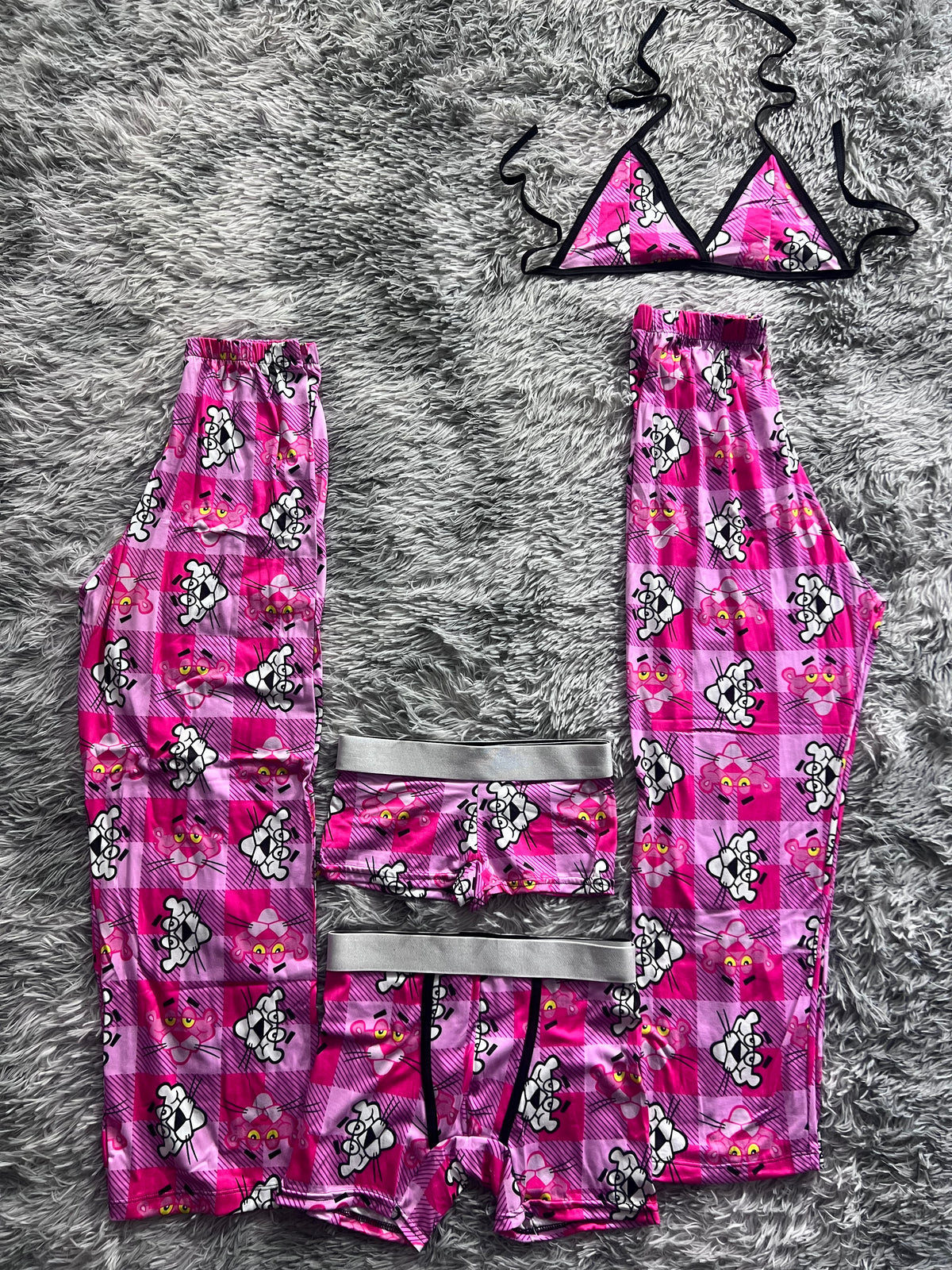 Pantera Rosa Cuadros Pijama De 5 Piezas