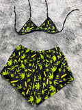 Marihuana Fondo Negro Top Con Short Afelpado