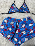 Hello Kitty Azul Puntos Top Con Short Brush