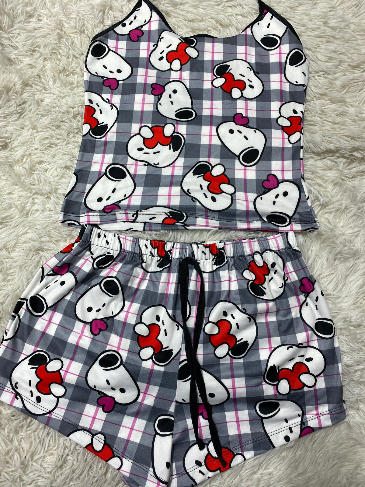 Snoopy Rayallado Rosa Blusa Con Short