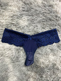 Moño Azul Marino Tanga De Dama