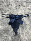 Moño Grande Azul Oscuro Tanga De Dama