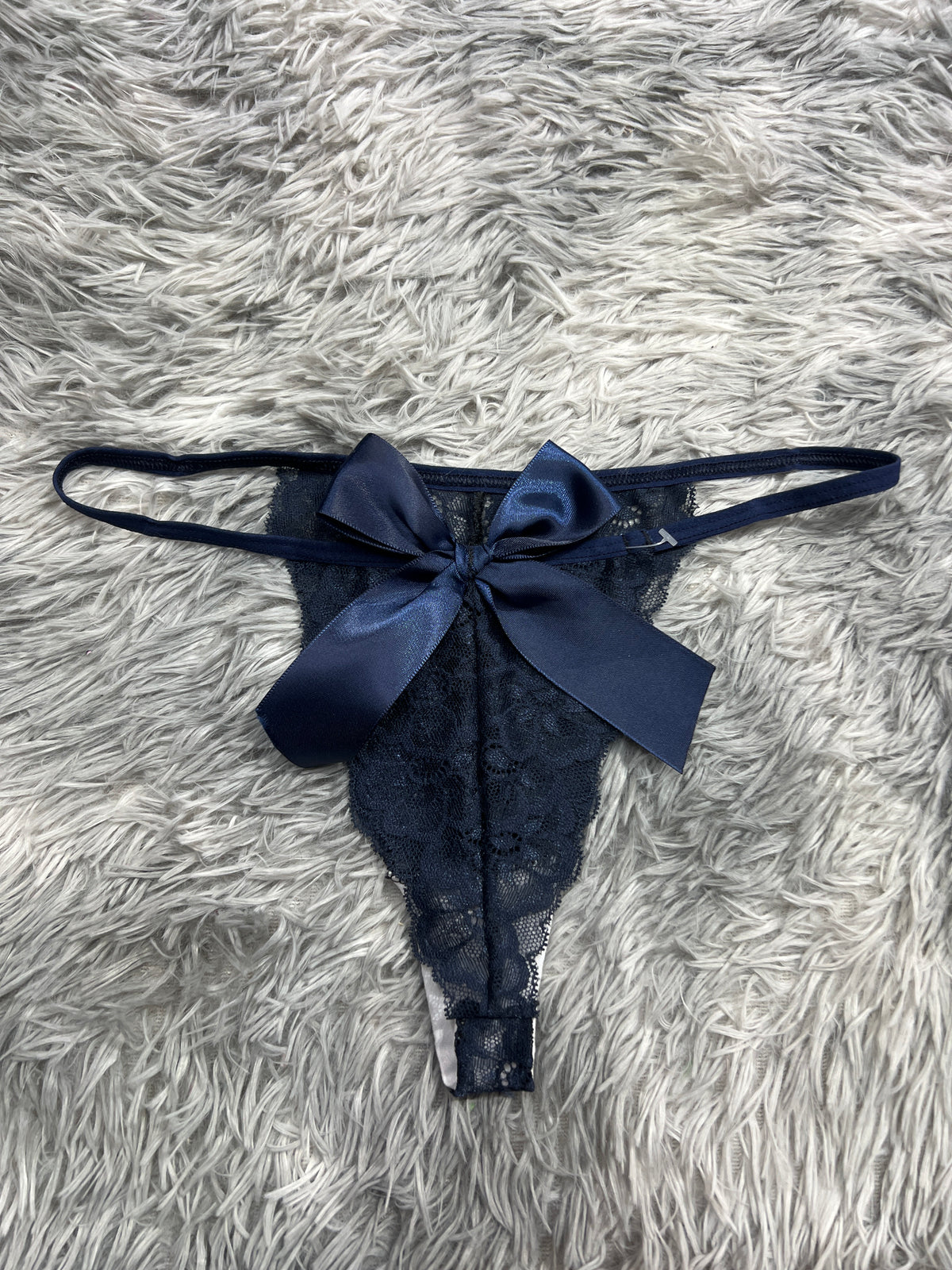 Moño Grande Azul Oscuro Tanga De Dama