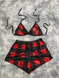 Cuadros Rojos Y Negros Top Con Short Brush
