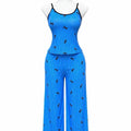 Moños Azul Blusa Con Pantalón