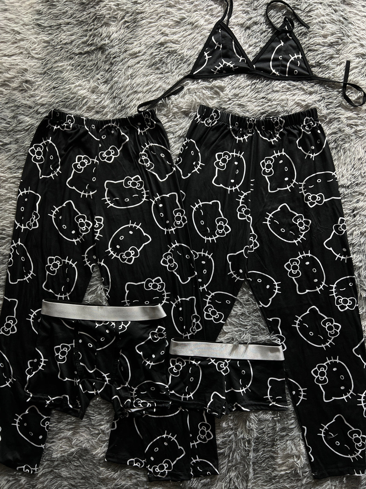 Hello Kitty Negro Pijama De 5 Piezas