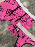 Hello Kitty Contorno Negro Fondo Rosa Duo XL Con Tanga