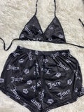 Juicy Letras Grises Fondo Negro Top Con Short Brush