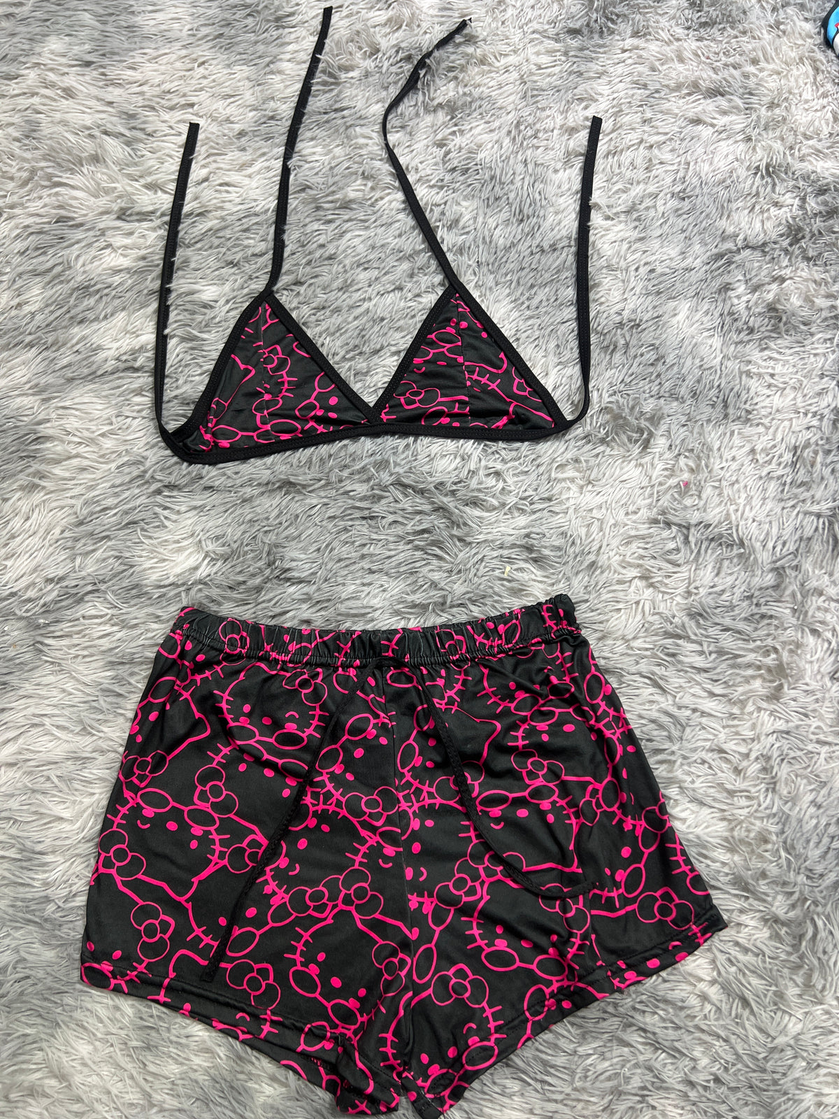 Hello Kitty Negro Y Rosa Top Con Short Brush