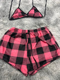 Cuadros Rosas Top Con Short Afelpado