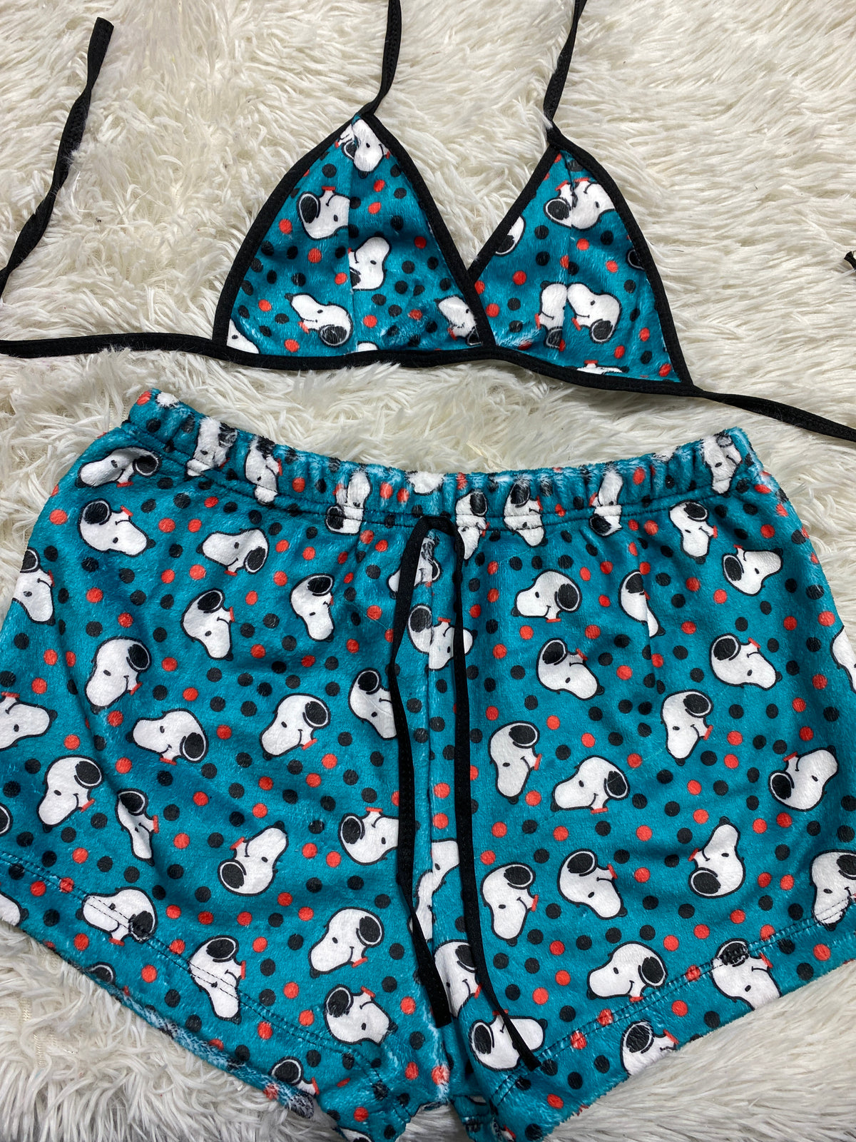 Snoopy Puntos Naranjas Top Con Short Afelpado
