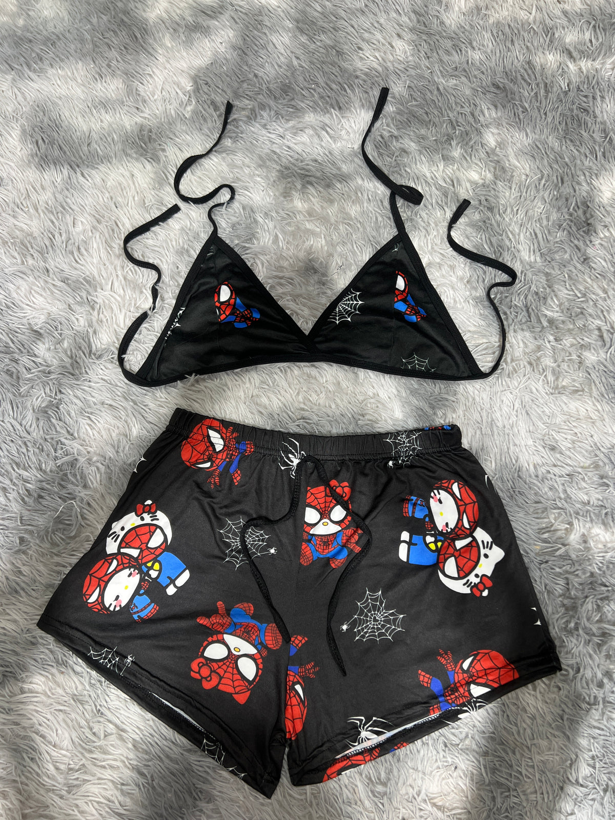 Spider Kitty Negro Top Con Short Brush