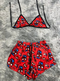 Spider Kitty Rojo Top Con Short Brush