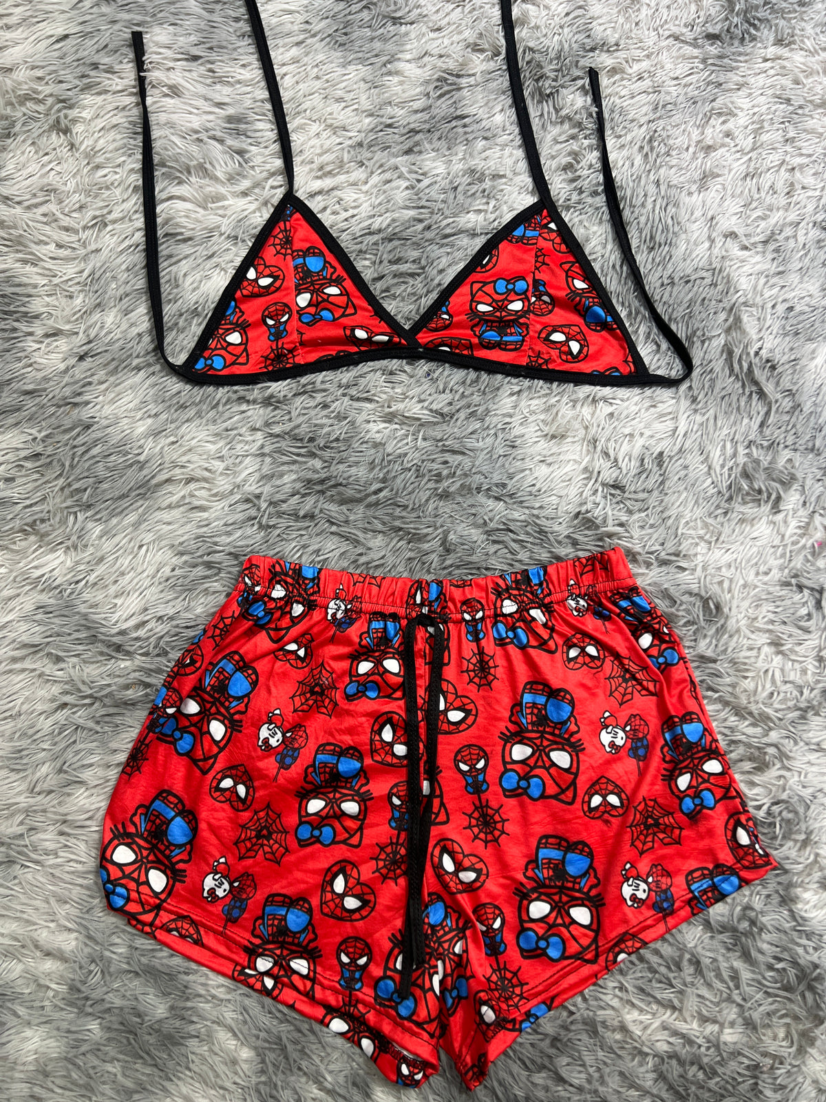 Spider Kitty Rojo Top Con Short Brush