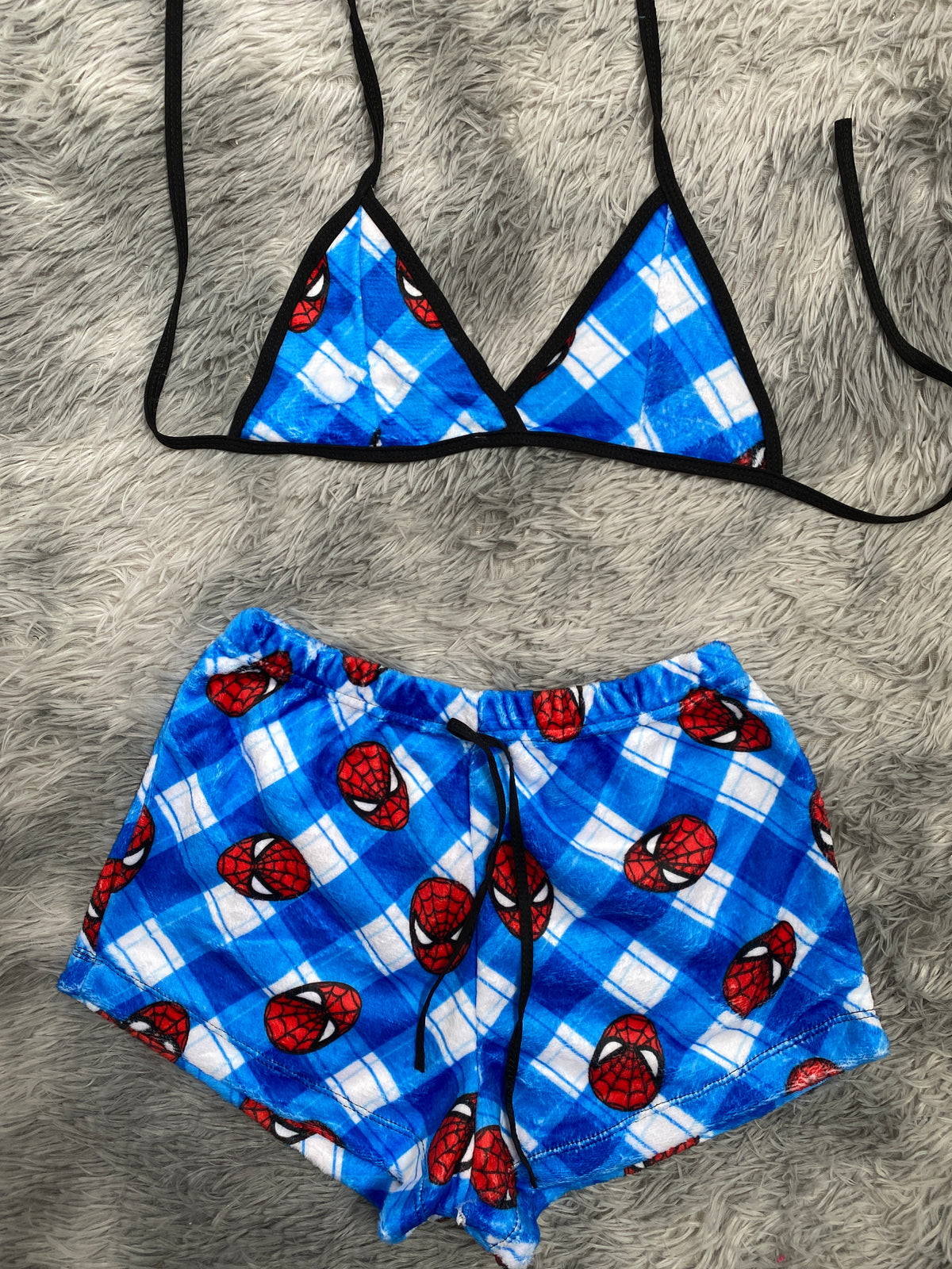 Spiderman Cuadros Azules Top Con Short Brush