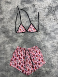 Spider Kitty Rosa Con Corazones Rojos Top Con Short Brush