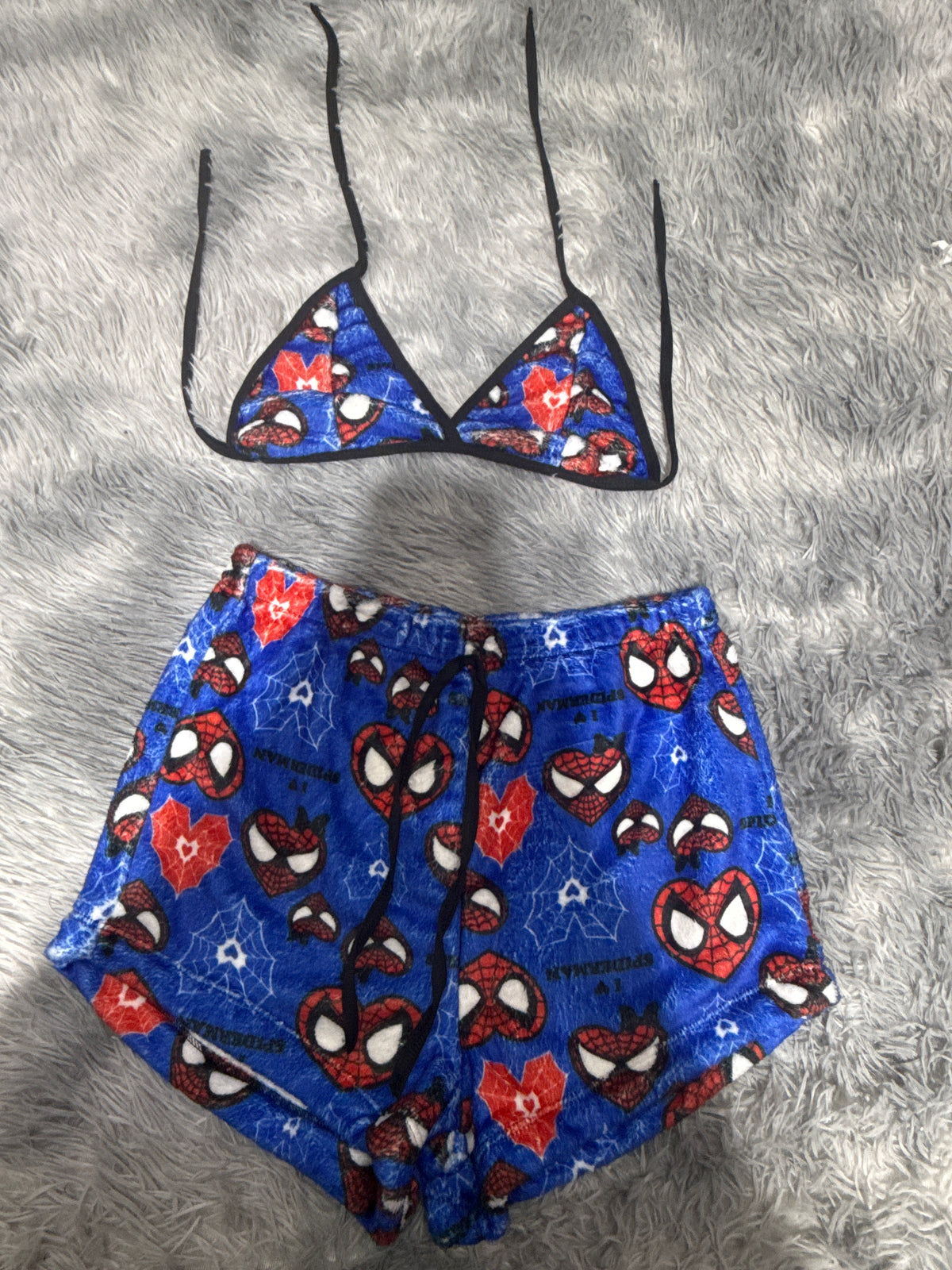 Spiderman Corazones Top Con Short Afelpado