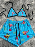 Bob Esponja Patricio Corazones Fondo Azul Top Con Short Brush
