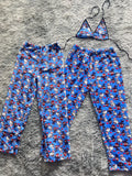 Spider Kitty Azul Duo De Pijama Afelpada