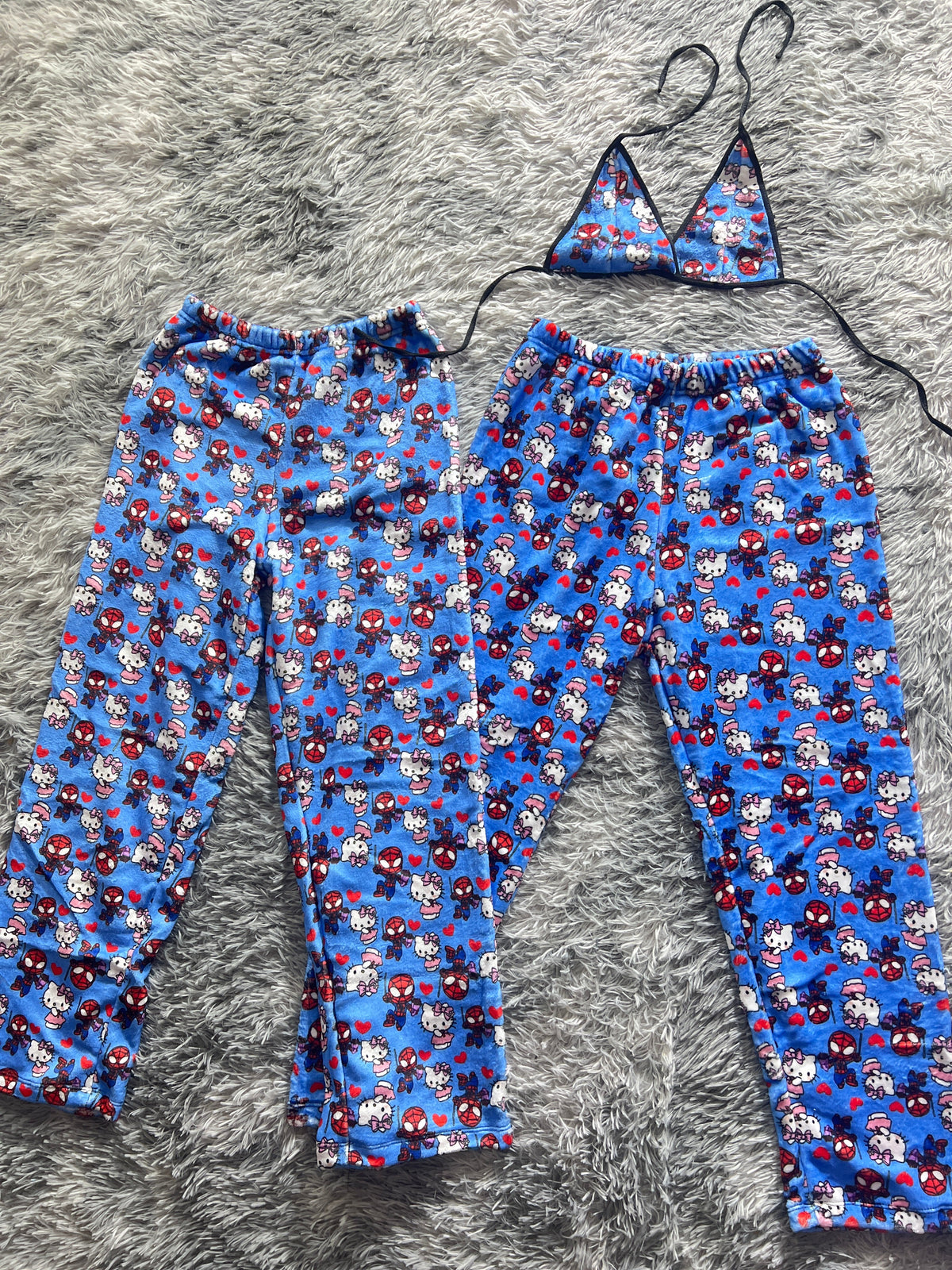 Spider Kitty Azul Duo De Pijama Afelpada