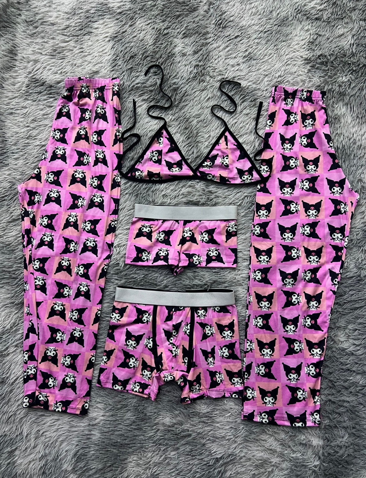 Kuromi Cuadros Pijama De 5 Piezas