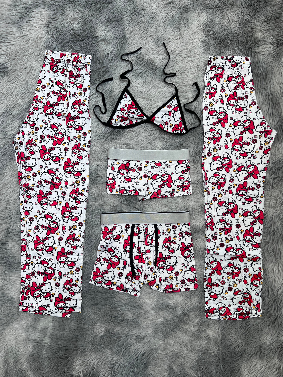 My Melody Y Hello Kitty Abrazadas Pijama De 5 Piezas