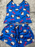 Hello Kitty Caras Azul Blusa Con Short