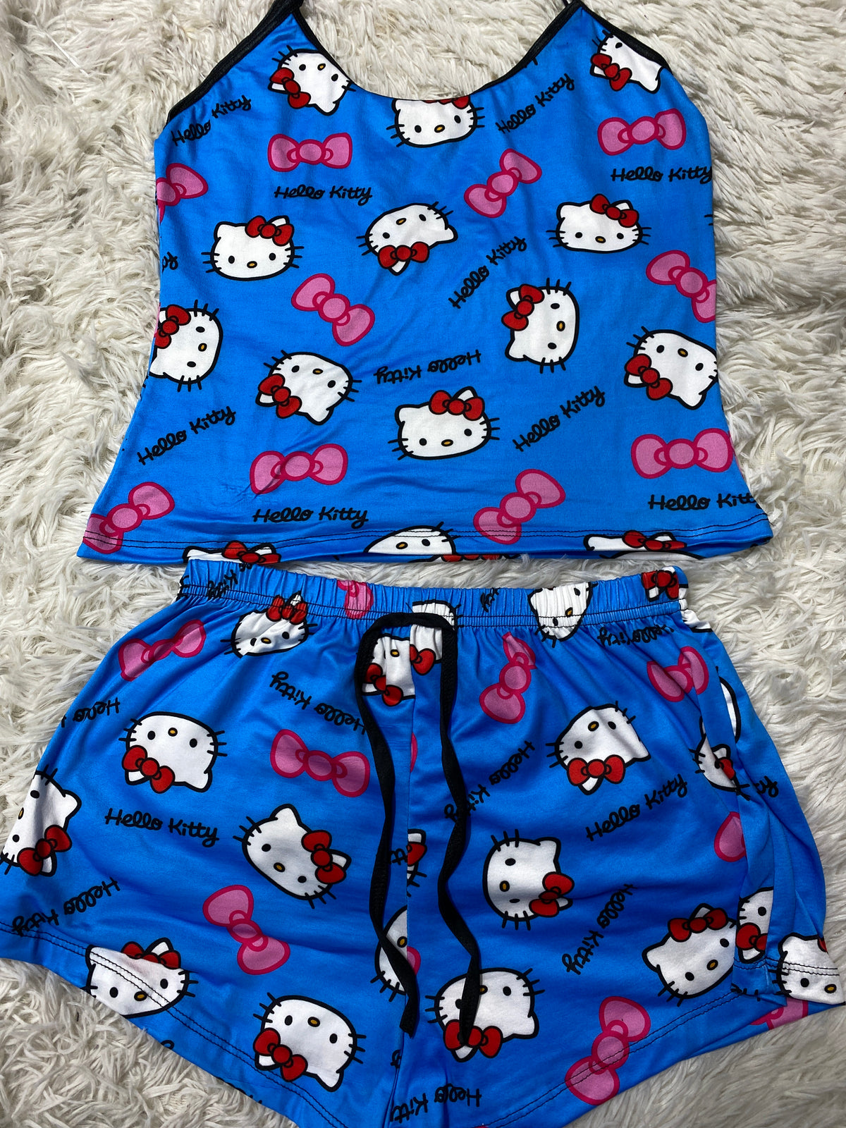 Hello Kitty Caras Azul Blusa Con Short