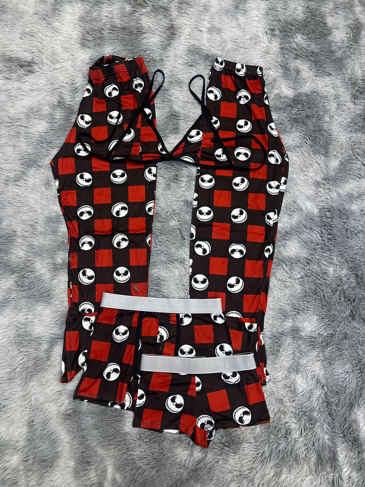 Jack Rojo Cuadros Halloween Pijama De 5 Piezas