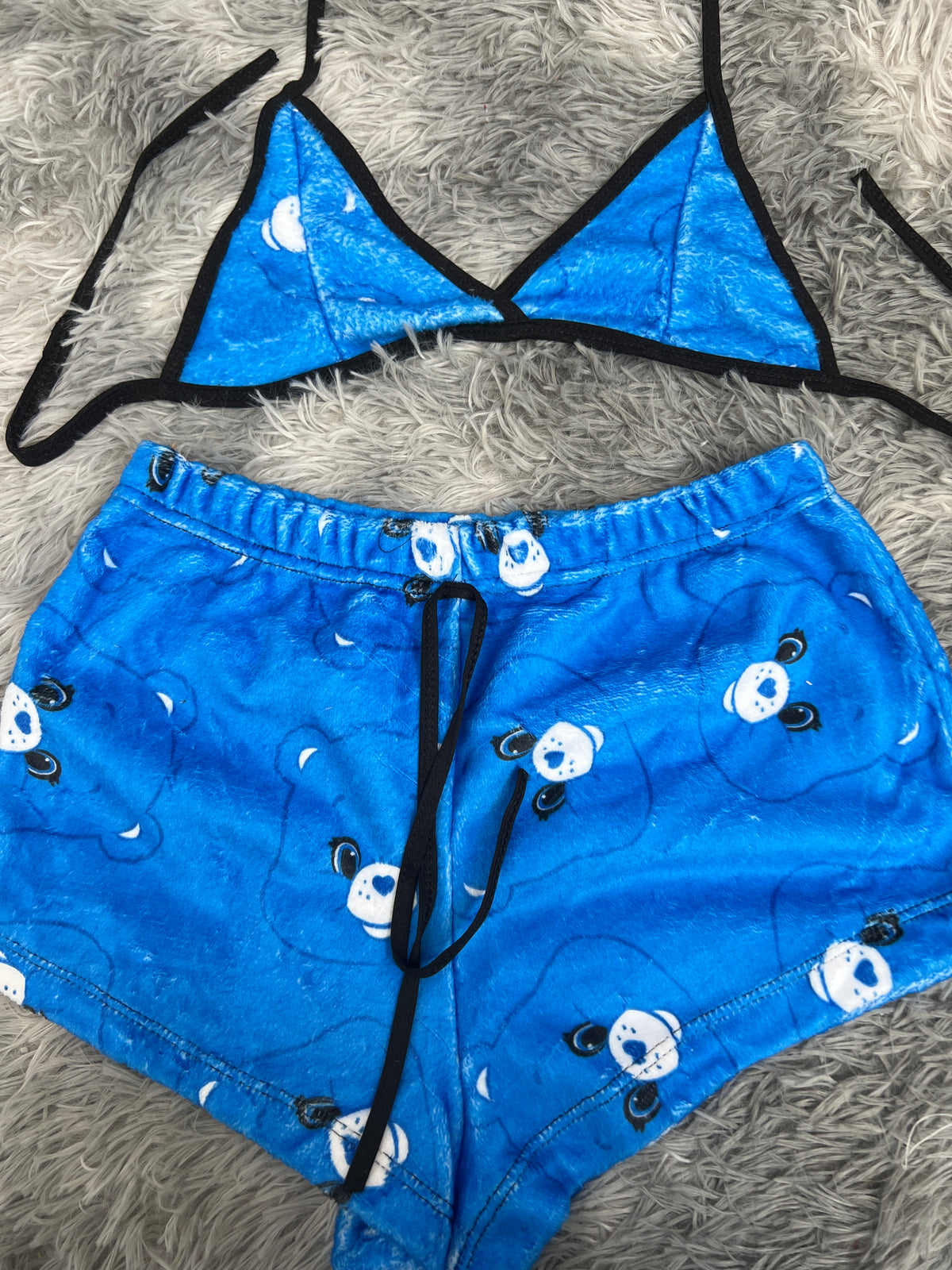 Oso Carinoso Azul Top Con Short Afelpado