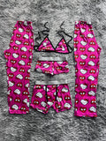 Spider Kitty Corazones Fondo Rosa Pijama De 5 Piezas