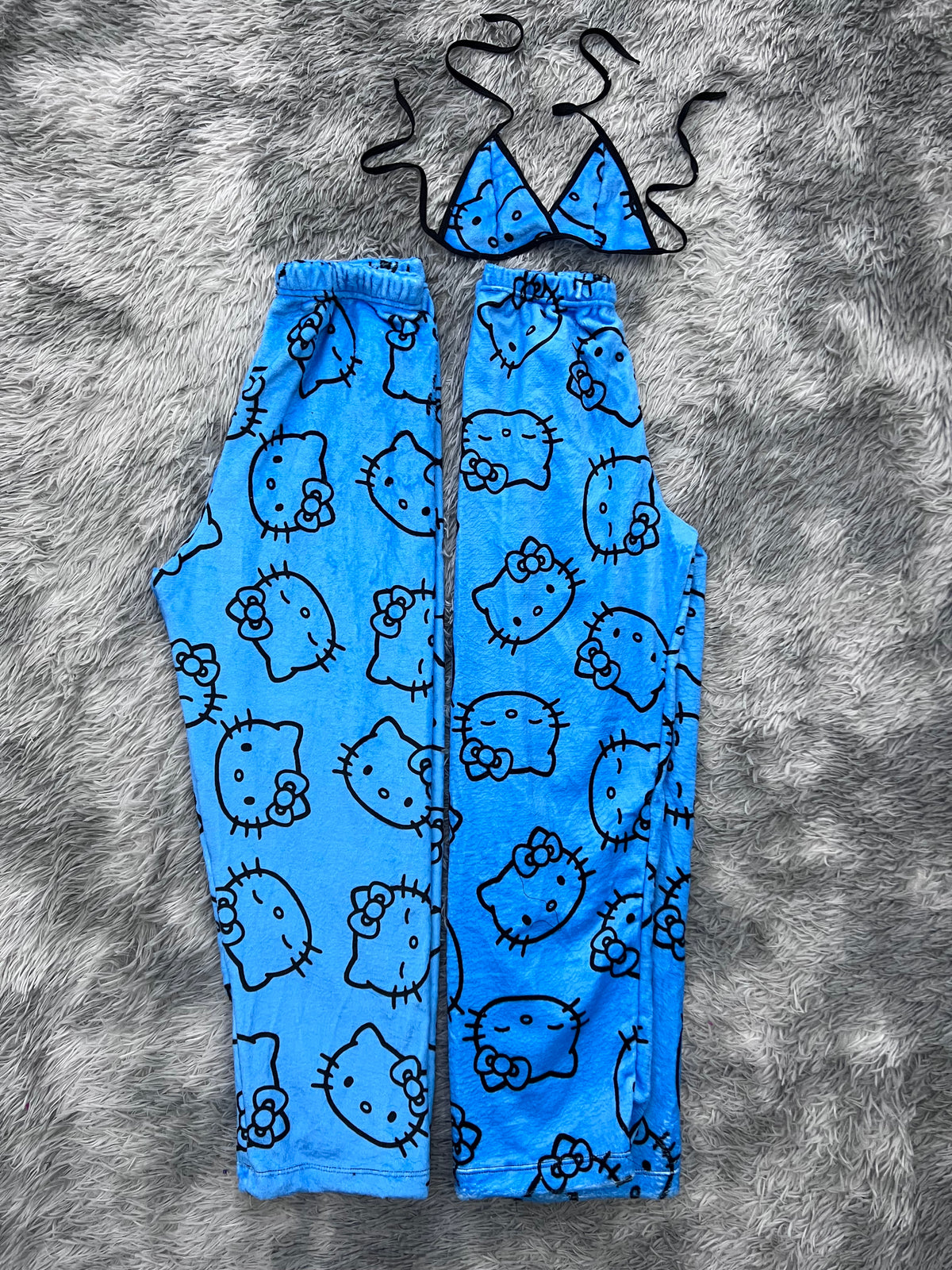 Hello Kitty Azul Duo De Pijama Afelpada