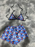 Spider Kitty Azul Top Con Short Brush