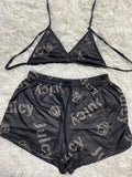 Juicy Letras De Leopardo Fondo Negro Top Con Short Brush