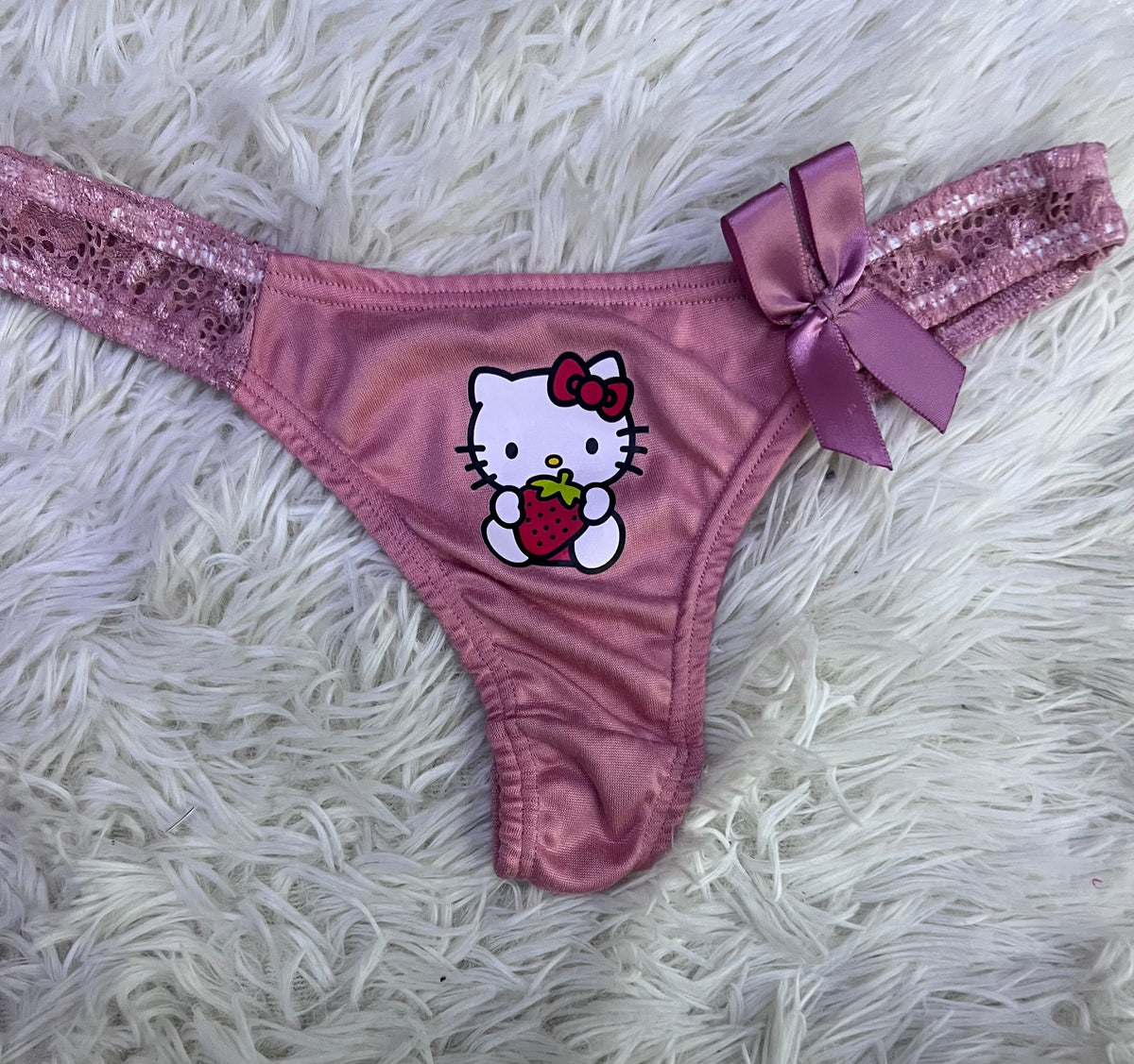 Hello Kitty Encaje Rosa Claro Tanga De Dama
