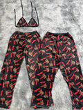 CT Negro Y Rojo Duo De Pijama Afelpada