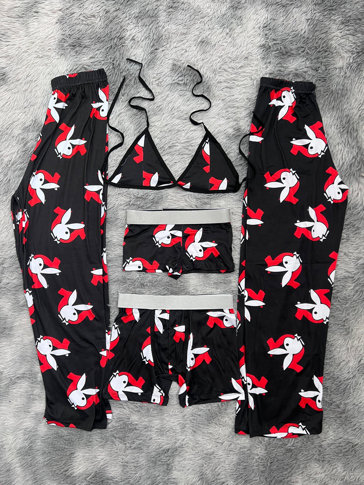 Play Boy True Religion Rojo Y Blanco Pijama De 5 Piezas