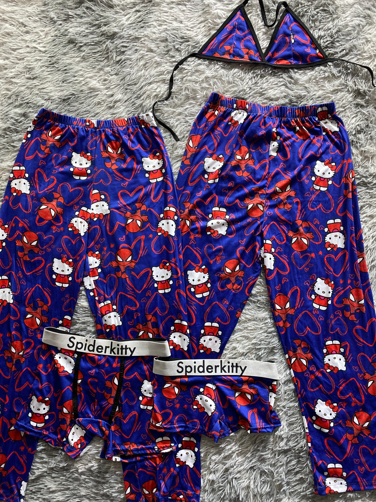 Spiderkitty azul Print 5 piece pajama set Cozy 😺