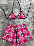 Pantera Rosa Rayas Top Con Short Brush