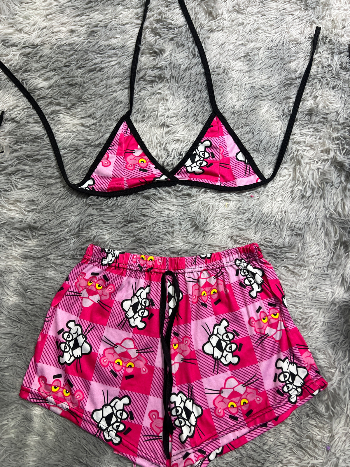 Pantera Rosa Rayas Top Con Short Brush