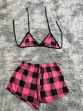 Cuadros Rosas Y Negros Top Con Short Brush