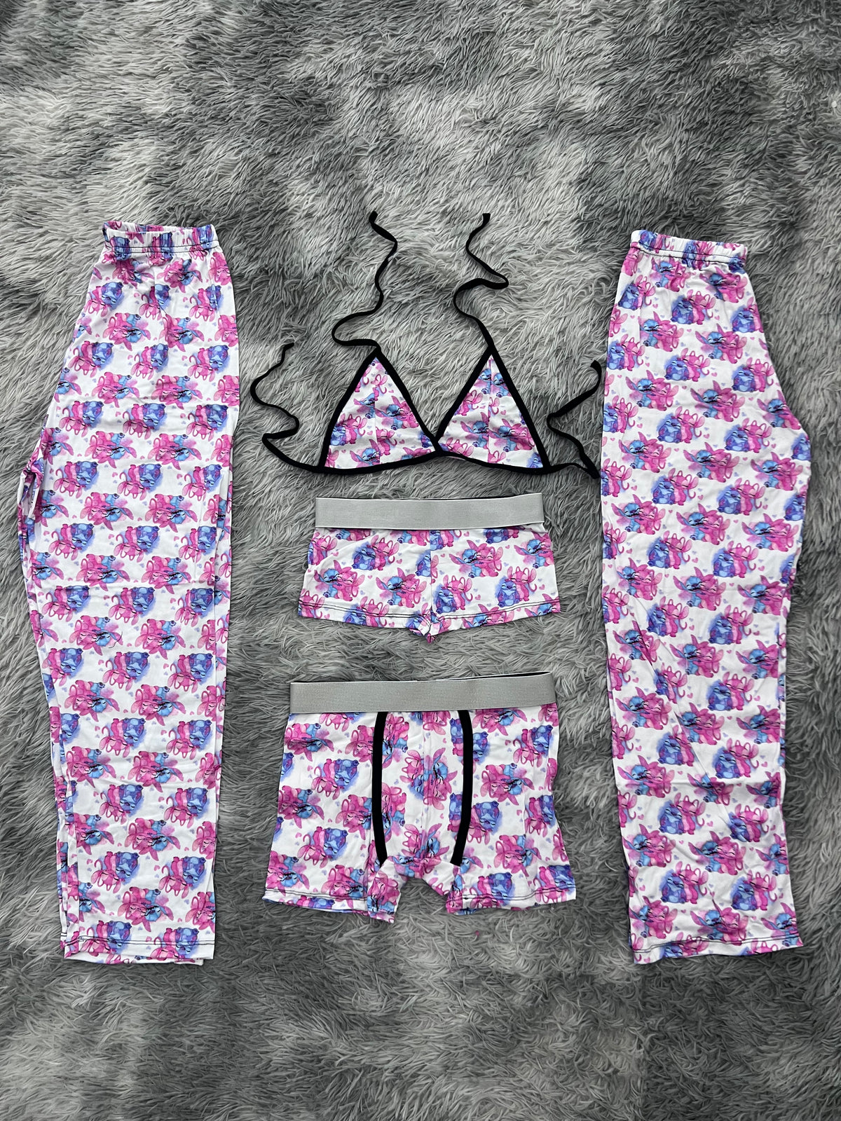 Stitch Su Novia Fondo Blanco Pijama De 5 Piezas