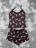 Snoopy Corazones Fondo Negro Blusa Con Short