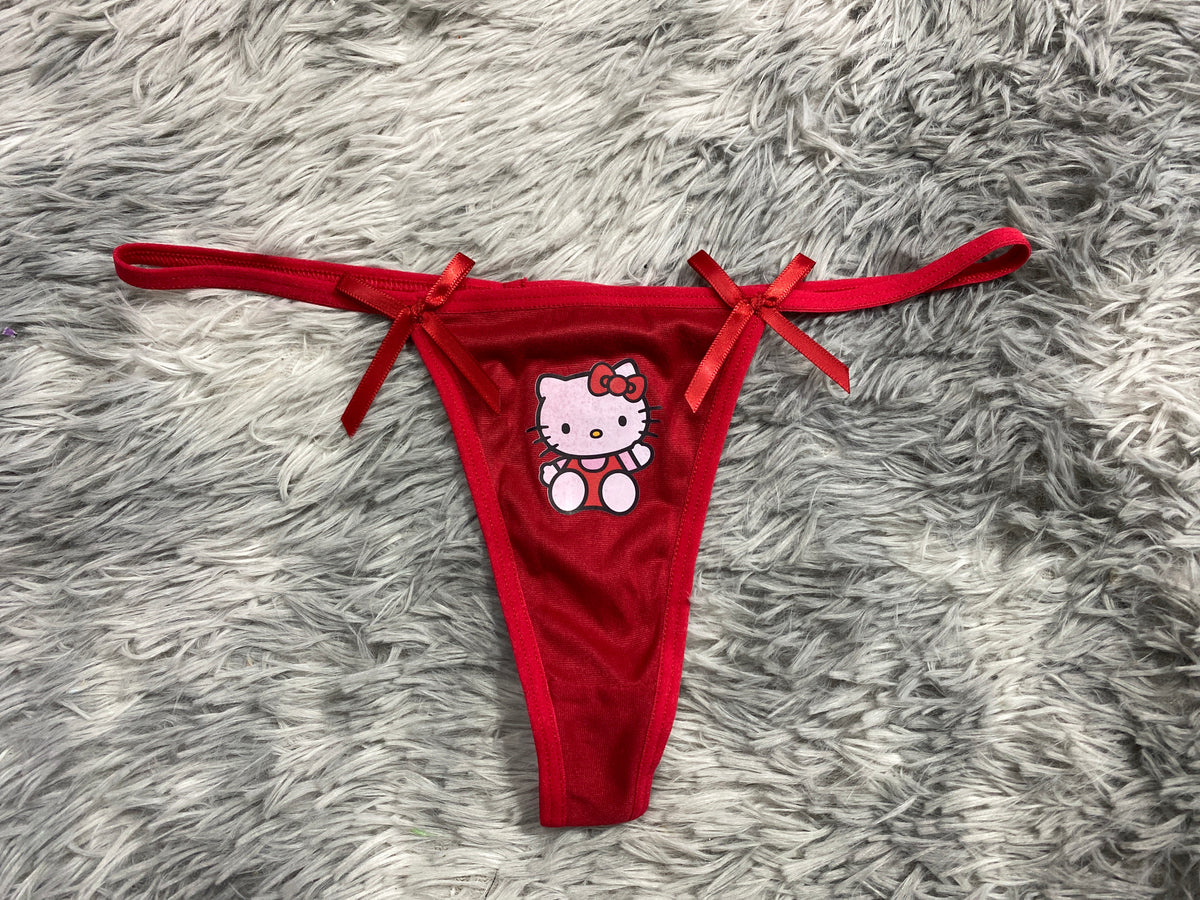 Hello Kitty Delgada Rojo Delgada Tanga De Dama