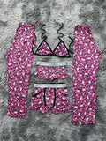 Hello Kitty Animal Print Rosa Pijama De 5 Piezas