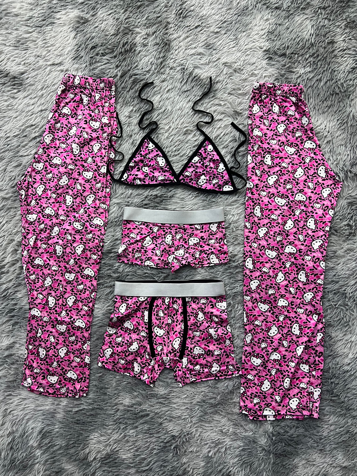 Hello Kitty Animal Print Rosa Pijama De 5 Piezas